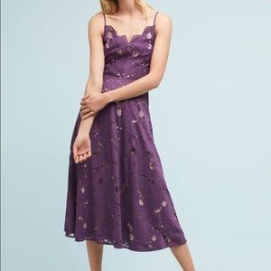 Anthropologie purple scalloped lace dress 4 NWT